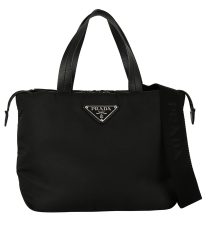 Padded Re-Nylon Tote Bag, £495, Handbags, Black, Polyester (Polymer), Front view
